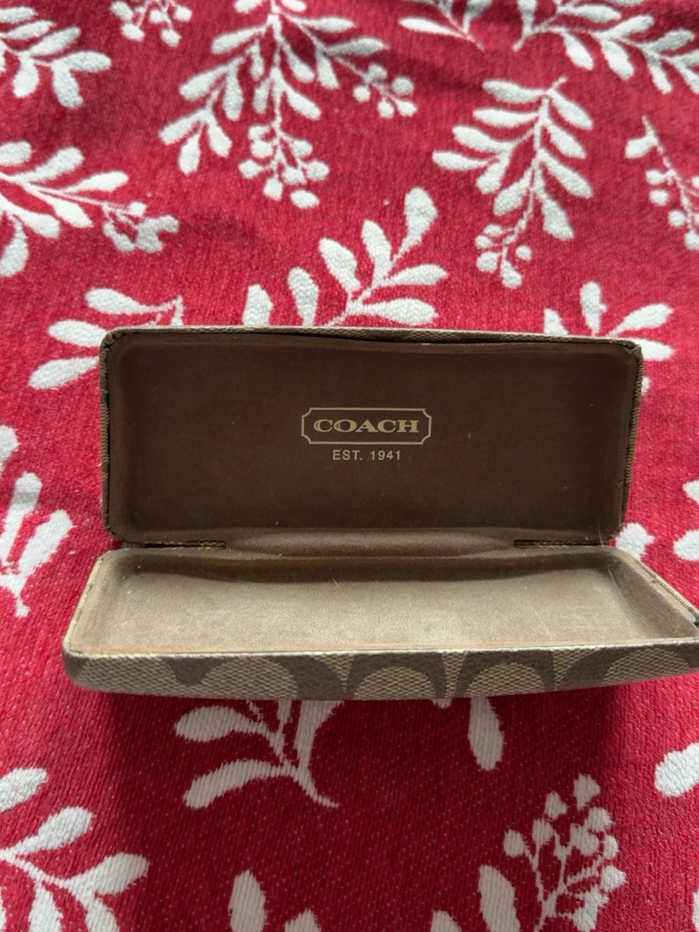 COACH Brown Signature Monogram Eyeglass Case